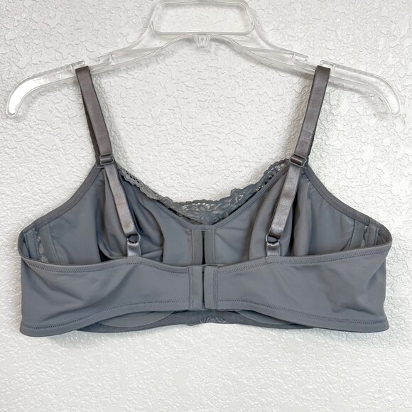 Olga Pretty Lace Cami Bra 42C Gray Floral Full Coverage Underwire Softcore - Picture 5 of 7